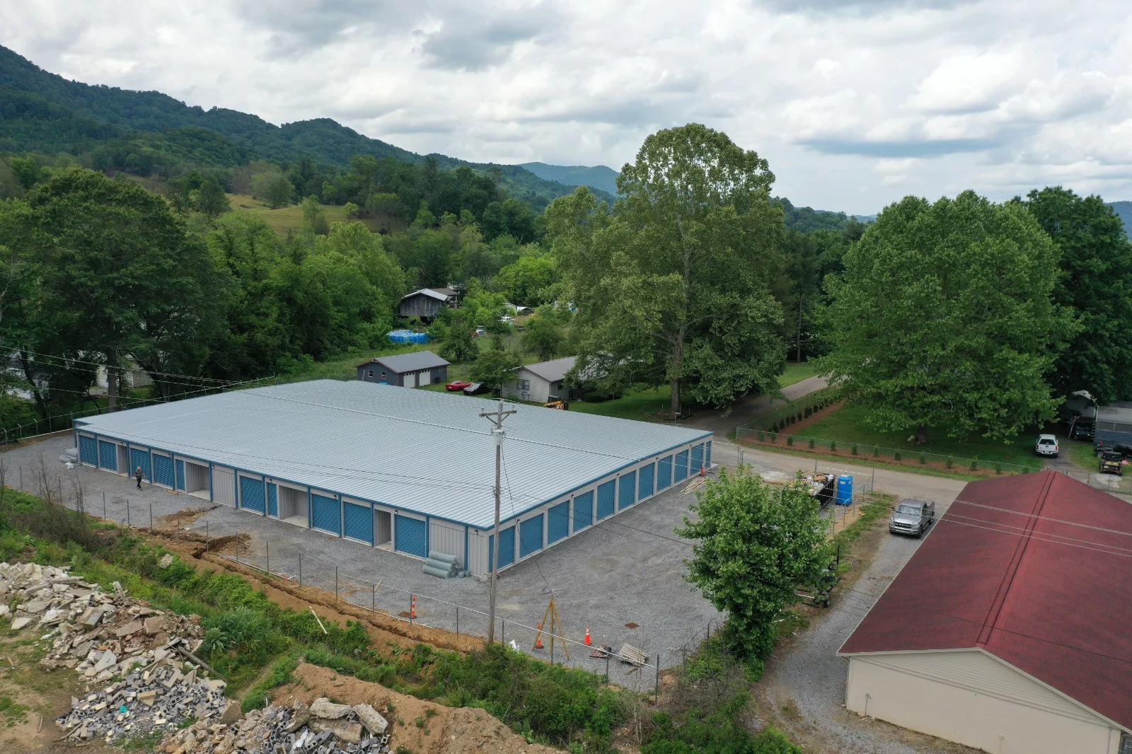 Waynesville Smart Storage facility beneath the surrounding green hills